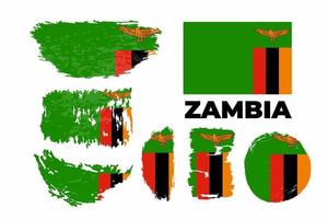 bandiera grunge dipinta a pennello del paese dello zambia. giorno dell'indipendenza dello zambia. fondo dipinto creativo astratto della bandiera della spazzola di lerciume. illustrazione vettoriale