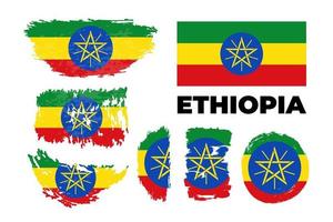 Etiopia. bandiera nazionale. icona. simbolo. Illustrazione vettoriale su sfondo bianco.