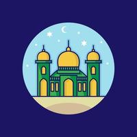 illustrazione vettoriale della moschea. simbolo islamico della moschea per il segno del ramadan kareem. edificio moderno della moschea. stile piatto vettoriale
