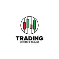 logo vettoriale finanziario commerciale. icona di trading. commercio di candele. simbolo delle azioni commerciali. segno grafico di mercato.