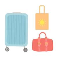 borsa estiva, set di valigie in design piatto, illustrazione vettoriale