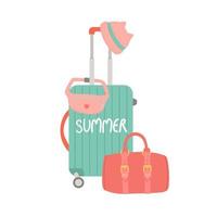 ciao bagaglio estivo, elementi di viaggio, accessori, illustrazione vettoriale