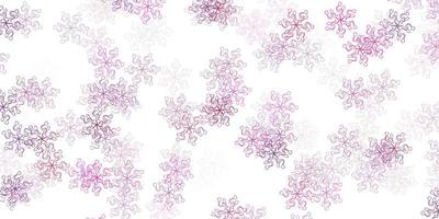 modello doodle vettoriale viola chiaro, rosa con fiori.