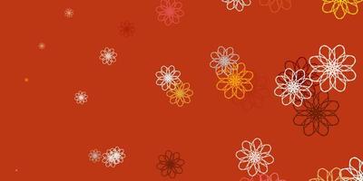 modello di doodle di vettore giallo chiaro con fiori.