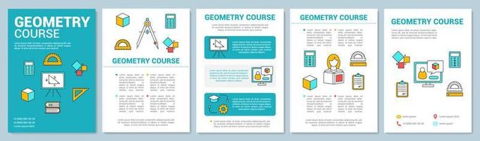 corso di geometria, layout del modello di brochure di studio. volantino, opuscolo, design di stampa di volantini con illustrazioni lineari. layout di pagina vettoriali per riviste, rapporti annuali, manifesti pubblicitari..