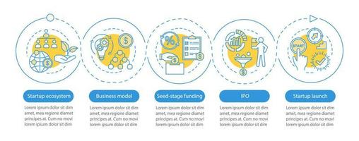 modello di infografica vettoriale di avvio. progetto di lancio. elementi di design di presentazione aziendale. visualizzazione dei dati con cinque passaggi e opzioni. grafico della sequenza temporale del processo. layout del flusso di lavoro con icone lineari