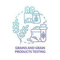 cereali e prodotti a base di cereali che provano l'icona del concetto di gradiente blu. illustrazione della linea sottile dell'idea astratta di valutazione della sicurezza alimentare. fonte di carboidrati. disegno di contorno isolato. una miriade di caratteri pro-grassetto utilizzati vettore