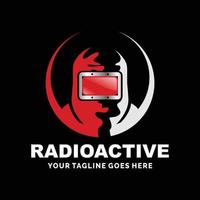 radiazioni radioattive, ispirazione per il design del logo della maschera antigas a rischio biologico, elemento di design per logo, poster, carta, banner, emblema, maglietta. illustrazione vettoriale