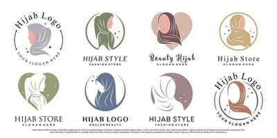 set di modello di logo hijab musilma con vettore premium di concetto moderno creativo