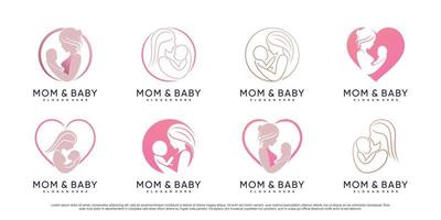 impostare il pacchetto di modello di progettazione del logo di mamma e bambino con vettore premium elemento creativo