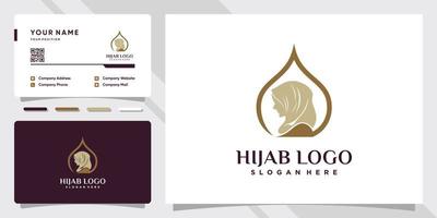 logo hijab donna con concetto unico e design biglietto da visita vettore premium