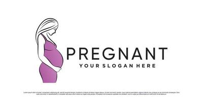 design del logo della donna incinta con vettore premium di concetto creativo