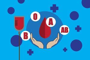 intestazione o banner in azzurro concetto di donazione di sangue per la giornata mondiale dei donatori di sangue 14 giugno. illustrazione vettoriale