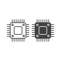 chip del processore, circuito. modello di icona vettoriale