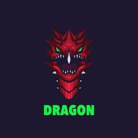 logo mascotte drago rosso per giochi di eSport o emblemi vettore