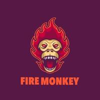 logo della mascotte della scimmia del fuoco per giochi di eSport o emblemi vettore