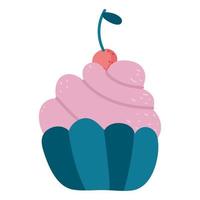 cupcake piatto con crema. torta festiva del fumetto per un matrimonio, compleanno, isolato. dolci delle feste. illustrazione di vettore dell'elemento di celebrazione disegnato a mano