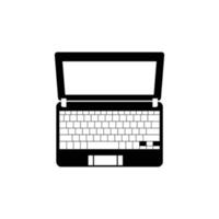 icona del computer portatile in bianco e nero, elemento di design silhouette su sfondo bianco isolato vettore