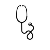 sagoma dello stetoscopio. elemento di design icona in bianco e nero su sfondo bianco isolato vettore