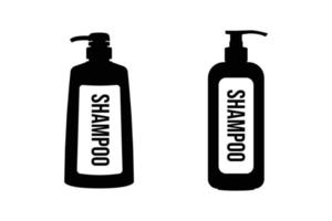 sagoma di bottiglia di shampoo. elemento di design icona in bianco e nero su sfondo bianco isolato vettore
