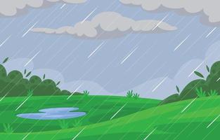 piove nel disegno di sfondo del giardino vettore