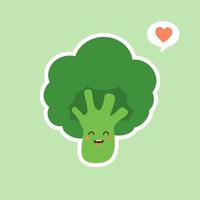 vettore divertente cartone animato carino verde sorridente broccoli carattere isolato su sfondo colorato. broccoli vegetali. verdura fresca verde, cibo biologico sano vegetariano, vegano.