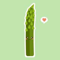 carino asparagi personaggio cartone animato mascotte vegetale cibo sano concetto isolato illustrazione vettoriale. risorsa ad alto contenuto proteico. cibo vegano. utilizzare come ricetta vegetariana, raccolto agricolo vettore