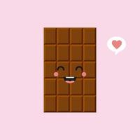 simpatici e divertenti personaggi della barretta di cioccolato che mostrano varie emozioni, illustrazione vettoriale cartoon isolata su sfondo colorato. personaggi kawaii barretta di cioccolato, mascotte, emoticon ed emoji per il web