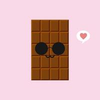 simpatici e divertenti personaggi della barretta di cioccolato che mostrano varie emozioni, illustrazione vettoriale cartoon isolata su sfondo colorato. personaggi kawaii barretta di cioccolato, mascotte, emoticon ed emoji per il web