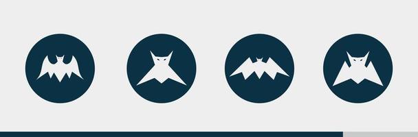 i pipistrelli bianchi hanno impostato la silhouette sul cerchio blu per l'icona vettore