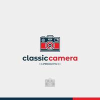 classica fotocamera digitale logo in stile americano isolato segno simbolo illustrazione vettoriale - alta qualità classica fotocamera logo stile icone vettoriali