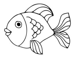 simpatico pesce tropicale - un'immagine da colorare. pesce lineare vettoriale - elemento di design animale. pesci d'acquario - animale domestico. schema. disegno a mano