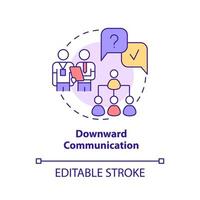icona del concetto di comunicazione verso il basso. illustrazione della linea sottile dell'idea astratta della gerarchia organizzativa. livelli di autorità. disegno di contorno isolato. tratto modificabile. arial, una miriade di caratteri pro-grassetto utilizzati vettore