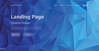 home page landing blu modello geometrico landing business page sito web digitale landing page design concept - vector