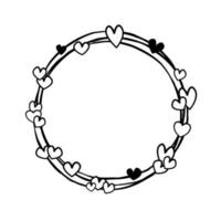cuoricini neri di linea semplice con tre cerchi. illustrazione vettoriale per decorare logo, biglietti di auguri e qualsiasi design.