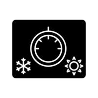 icona del glifo della manopola del climatizzatore. regolazione della temperatura dell'auto. termostato. simbolo della sagoma. spazio negativo. illustrazione vettoriale isolato