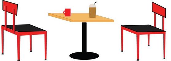 tavolo e shair nella caffetteria. tavolo e shair su sfondo bianco. vettore