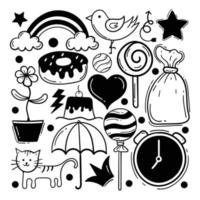 set di simpatici doodle disegnati a mano per bambini vettore premium