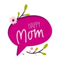 adesivo banner festa della mamma felice con scritte in stile piatto per cartoline e poster illustrazione vettoriale