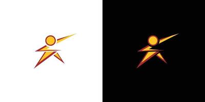design del logo dell'illustrazione del supereroe d'azione unico e divertente vettore