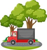 semplice cartone animato sul fattorino che guida un camion vettore