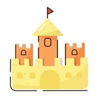 icona piatta premium del castello in stile doodle vettore