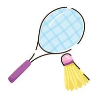 scarica l'icona piatta del doodle a portata di mano del badminton vettore