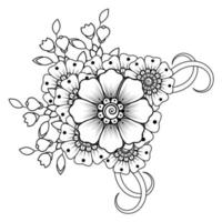 fiori in bianco e nero. doodle art per libro da colorare vettore