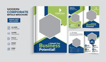 modello di brochure bifold aziendale moderno e creativo vettore