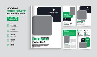 modello di brochure bifold aziendale moderno e creativo vettore