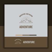 modello di progettazione logo avventura, con una semplice icona di montagna vettore