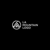 la montagna in cerchio logo design vettore