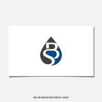 design del logo della goccia d'acqua sb o bs vettore