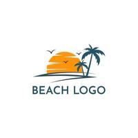 vettore di design del logo della spiaggia tropicale